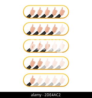 Thumbs up. Customer evaluation. Customer review rating. Vector stock illustration. Stock Vector
