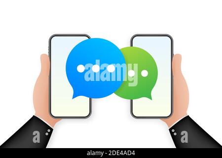 Chat Message Bubbles on smartphone screen. Social network. Messaging. Vector stock illustration. Stock Vector