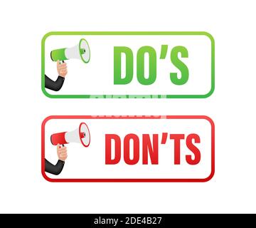 Dos and Donts like thumbs up or down. flat simple thumb up symbol minimal round logotype element set graphic design isolated on white. Vector stock Stock Vector