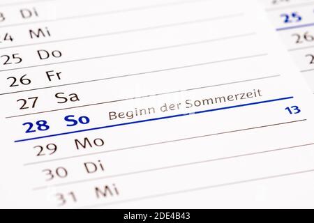 Schedule, start of summer time, Germany Stock Photo