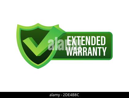 Extended warranty label or sticker. Badge, icon, stamp. Vector illustration. Stock Vector