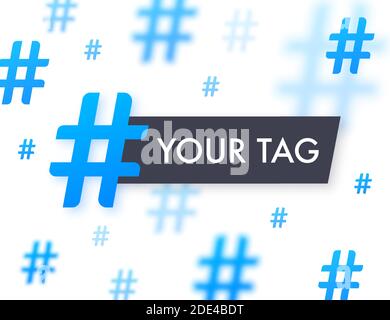 Hashtag, communication sign. Abstract illustration for your design on white background. Social media content. Hashtag sign. Vector stock illustration. Stock Vector