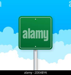 Road signs on blue background. Vector stock illustration. Stock Vector