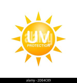 Uv protection. Sun icon symbol. Danger symbol. Uv radiation. Vector stock illustration Stock Vector