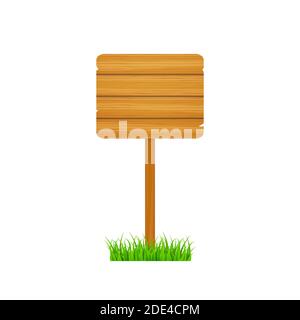 Wood sign in vintage style. Wooden signpost. Banner design. Vector stock illustration. Stock Vector
