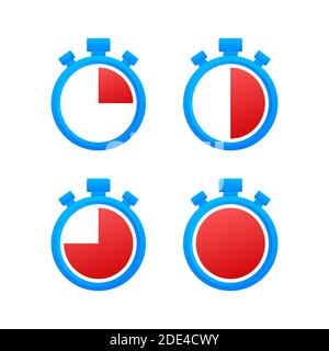 Sport background. Vector set. Set on white backdrop. Stopwatch vector illustration icon. Countdown timer. Vector stock illustration. Stock Vector