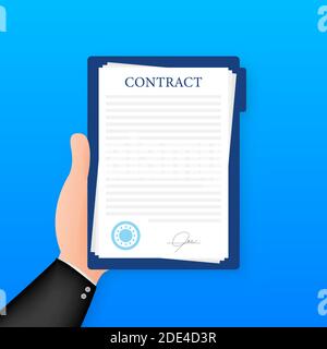 Contract agreement paper blank with seal. Vector illustration. Stock Vector