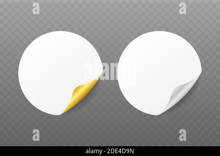 Web banner. Post note sticker vector. White vintage background. Post note paper. Mockup empty circle sticky label. Realistic price tag. Stock Vector