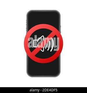 No sound phone. Telephone call. Cell phone vector icon. Device icon. Vector stock illustration. Stock Vector