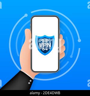 Secure VPN connection concept. Virtual private network connectivity overview. Vector stock illustration. Stock Vector