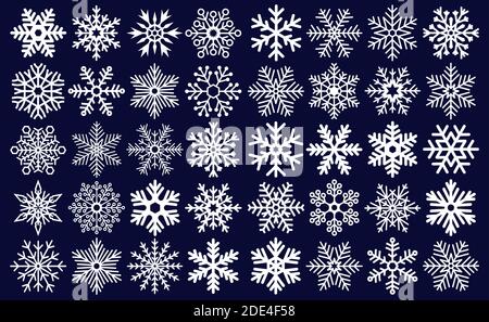 Icon collection of many different snowflakes - Vector illustration Stock Vector