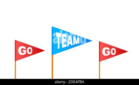 Go Team Triangle Banner. Go team in cartoon style. Vector stock illustration. Stock Vector
