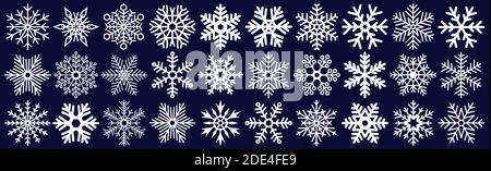 Icon collection of many different snowflakes - Vector illustration Stock Vector