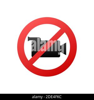 no record. Photo camera vector icon. Picture on white backdrop. Stop sign. Web icon. Symbol, sign. Vector stock illustration. Stock Vector