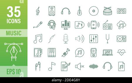 Music icon in flat style. Music, voice, record icon. Vector stock illustration. Stock Vector