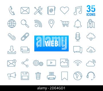 Web icon set. Business. Email icon. Video chat. Vector stock illustration. Stock Vector