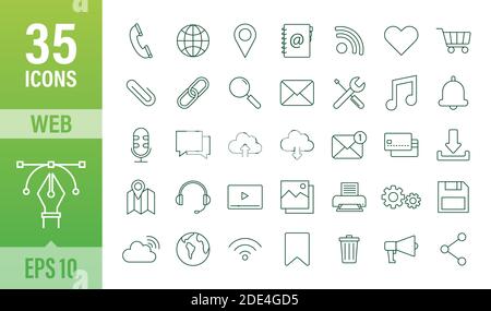Web icon set. Business. Email icon. Video chat. Vector stock illustration. Stock Vector
