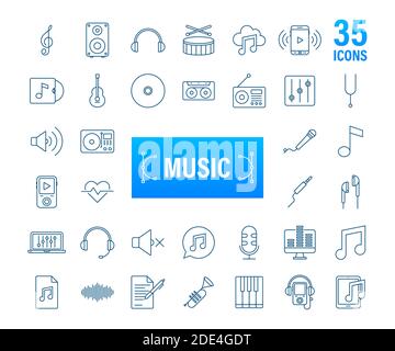 Music icon in flat style. Music, voice, record icon. Vector stock illustration. Stock Vector