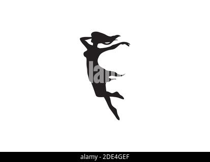 Fairy dancing ballet silhouette design illustration vector eps format , suitable for your design needs, logo, illustration, animation, etc. Stock Vector