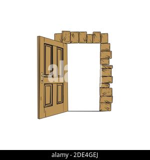 Artistic open door design illustration vector eps format , suitable for your design needs, logo, illustration, animation, etc. Stock Vector