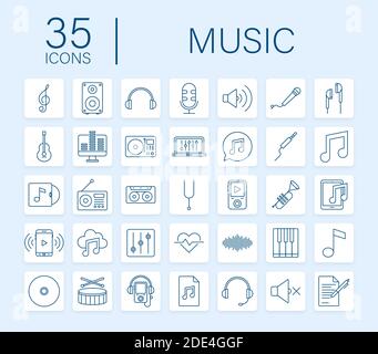 Music icon in flat style. Music, voice, record icon. Vector stock illustration. Stock Vector
