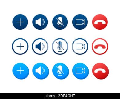 Set of Video call buttons. Web design.Video call buttons for mobile app design. Vector stock illustration. Stock Vector