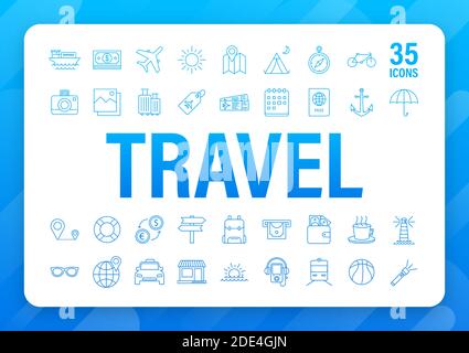 Set travel icon for web design. Business icon. Vector stock illustration. Stock Vector