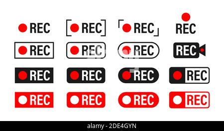 Rec. Set recording sign. Currently recording. Vector stock illustration. Stock Vector