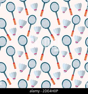badminton racket and shuttlecock seamless pattern vector illustration Stock Vector