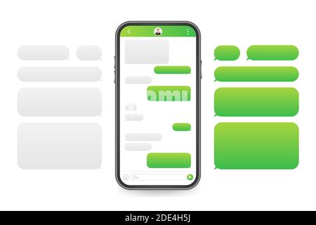 Chat Interface Application with Dialogue window. Clean Mobile UI Design Concept. Sms Messenger. Vector stock illustration. Stock Vector