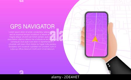 Gps navigation. Smartphone map application. Map pin icon. Vector stock illustration. Stock Vector