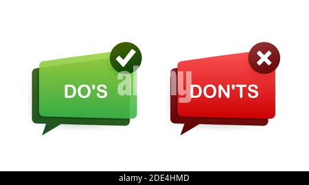 Do s and Don ts like thumbs up or down. flat simple thumb up symbol minimal round logotype element set graphic design isolated on white. Vector stock Stock Vector