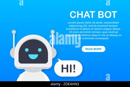 Chat Bot Using Laptop Computer, Robot Virtual Assistance Of Website Or Mobile Applications. Voice support service bot. Online support bot. Vector Stock Vector