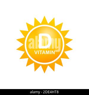 Vitamin D Icon with Sun. Vector stock illustration. Stock Vector