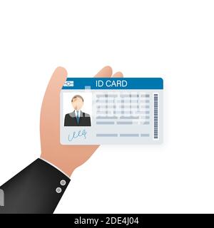 ID Card on white background. Flat design style. Vector illustration. Stock Vector