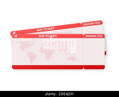 Airline tickets or boarding pass inside of special service envelope. Vector stock illustration. Stock Vector