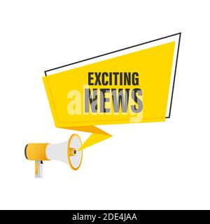 Hand Holding Megaphone with Exciting news. Megaphone banner. Web design. Vector stock illustration. Stock Vector