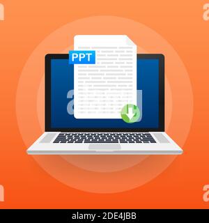 Download DOC button. Downloading document concept. File with DOC label and down arrow sign. Vector illustration. Stock Vector