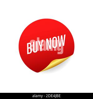 Buy now. Red Ribbon on white background. Vector stock illustration Stock Vector
