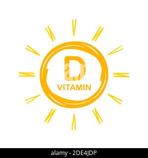 Vitamin D Icon with Sun. Vector stock illustration. Stock Vector