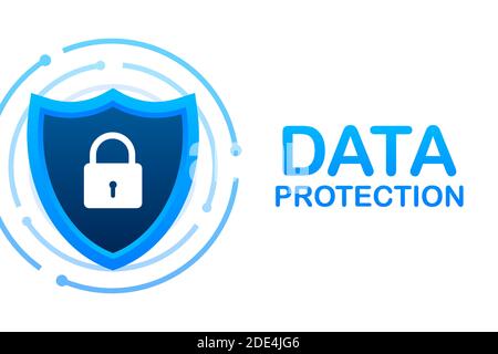 Data protection data center. Internet technology. Information technology. Vector stock illustration. Stock Vector