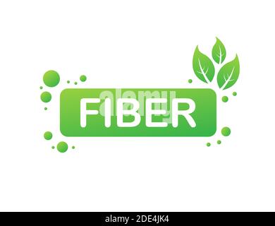 Fiber Badge. Vegan Button. Vector stock illustration. Stock Vector