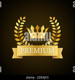 Premium. Premium in royal style on gold background. Luxury template design. Vector stock illustration. Stock Vector