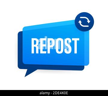 Repost icon. Repost label on white background. Social media. Vector ...