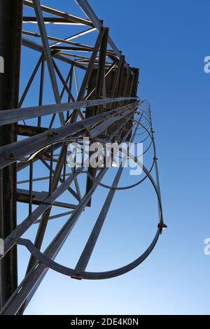 Guarded Ladder On Galvanized Steel Frame Water Tower Stock Photo