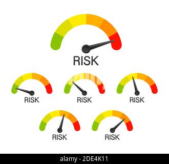 Risk icon on speedometer. High risk meter. Vector stock illustration. Stock Vector