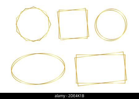 Vector golden frame with lights effects. Rectangle banner. Glowing magic frame. Vector stock illustrtaion. Stock Vector