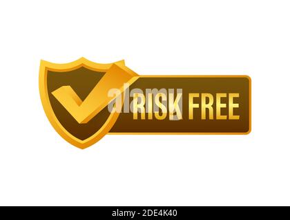 Risk free, guarantee label on white background. Vector illustration. Stock Vector