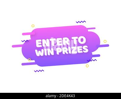 Enter to Win Prizes banner on white background. Vector stock illustration Stock Vector