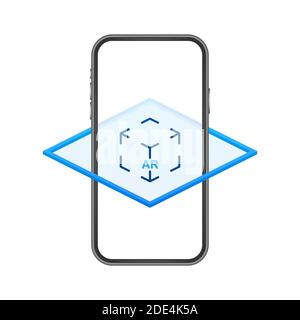 Virtual reality. AR for video game design. Media technology. Design concept augmented reality. Vector stock illustration. Stock Vector